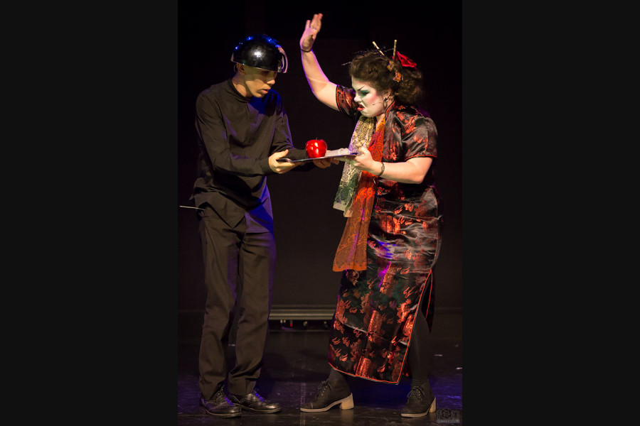 Eliot Keating as Ching Ho and Niamh O'Keeffe as Mrs Meers